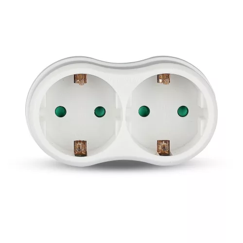 VT-1042 2 Outlet Adapter 16A With Earthing Contact 16A-White