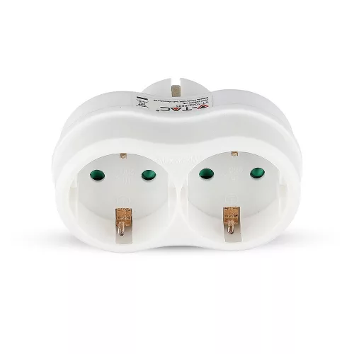 VT-1042 2 Outlet Adapter 16A With Earthing Contact 16A-White