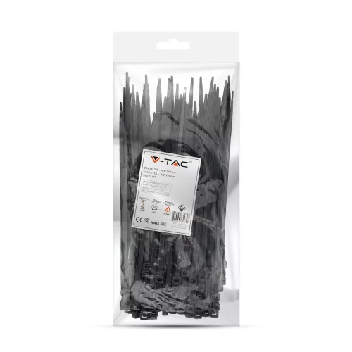 Cable Tie 4.8*200Mm Black (Flamability Material Rating - Ul94-V2) 100Pcs/Pack