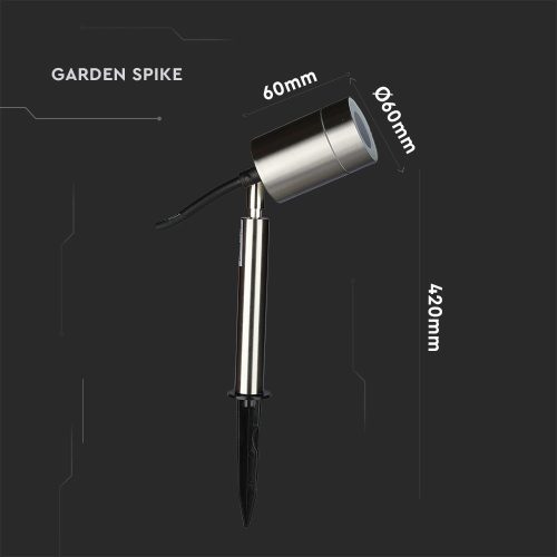 LED luminaire, garden, cut-out, GU10, IP44, chrome