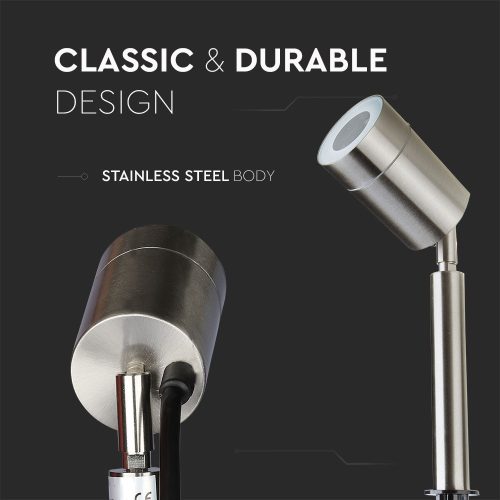 LED luminaire, garden, cut-out, GU10, IP44, chrome