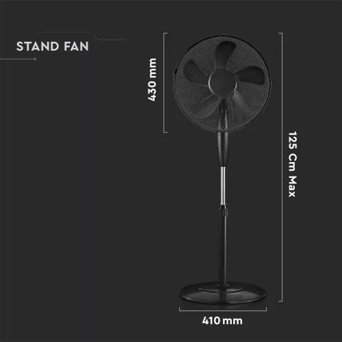 VT-5016-5 55W Stand Fan With 410Mm Round Base-4 Buttons-5 Blades(16Inch)