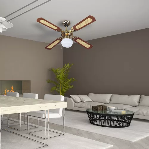 VT-6042-4 50W Ceiling Fan With Light Kit -Pull Chain Control-4 Blades-Ac Motor