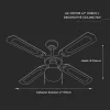 VT-6042-4 50W Ceiling Fan With Light Kit -Pull Chain Control-4 Blades-Ac Motor