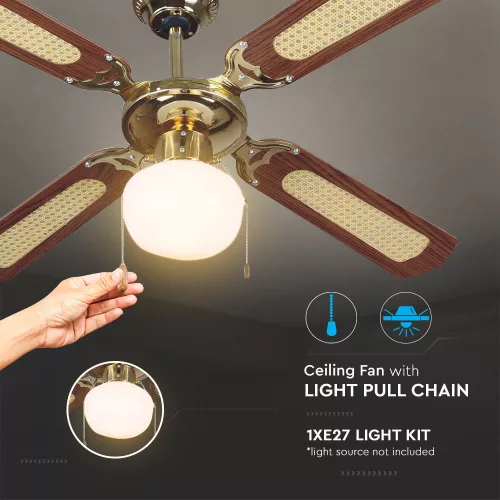 VT-6042-4 50W Ceiling Fan With Light Kit -Pull Chain Control-4 Blades-Ac Motor