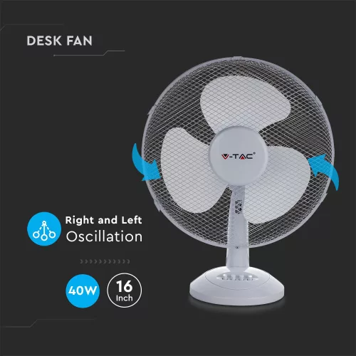 VT-4017-3 40W Desk Fan With Knock-Down Base-4 Buttons-3 Blades(16Inch)