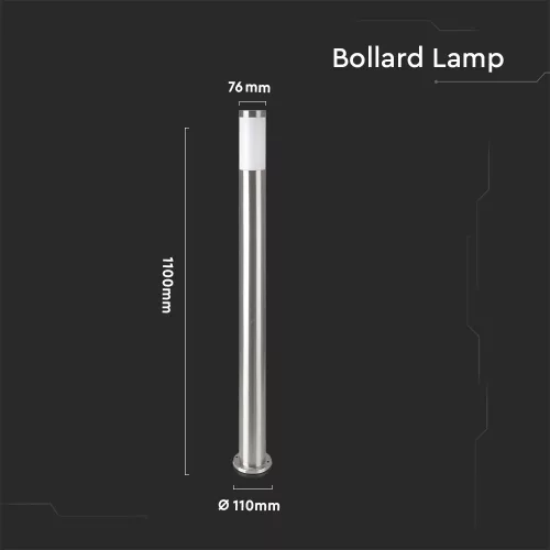 VT-838 Bollard Lamp-Stainless Steel Body(110Cm)E27 Satin Nickel-Ip44