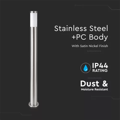 VT-838 Bollard Lamp-Stainless Steel Body(110Cm)E27 Satin Nickel-Ip44