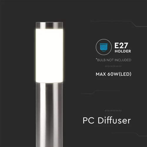 VT-838 Bollard Lamp-Stainless Steel Body(110Cm)E27 Satin Nickel-Ip44
