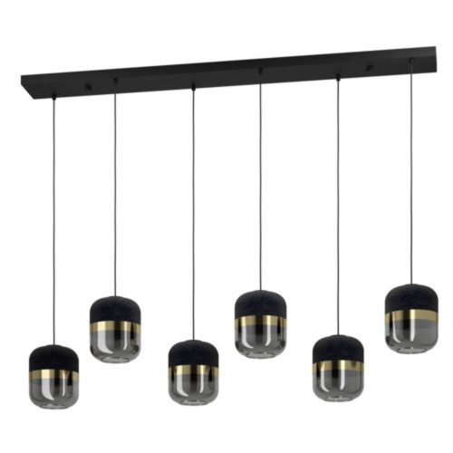 EGLO, 39921, SINSIGA, pendant, E27, 6X40W, IP20, black, gold, black-transparent