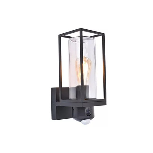 FLAIR OUTDOOR WALL 1 CAMERA LIGHT PIR E27 BLACK LUTEC CONNECT