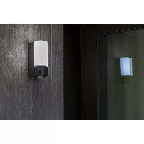 POLLUX OUTDOOR LED WALL CAMERA 1 LIGHT PIR DARK GREY LUTEC CONNECT
