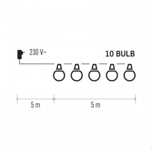 LED light string - 10x party lights, opal, 5 m, outdoor and indoor, warm white