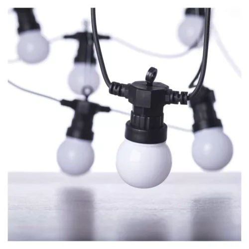 LED light string - 10x party lights, opal, 5 m, outdoor and indoor, warm white