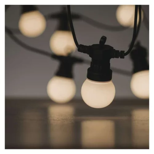 LED light string - 10x party lights, opal, 5 m, outdoor and indoor, warm white