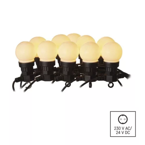 LED light string - 10x party lights, opal, 5 m, outdoor and indoor, warm white