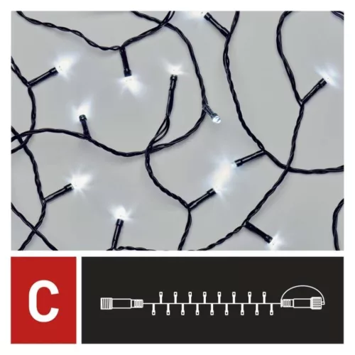 Standard LED collapsible Christmas string, 5 m, outdoor and indoor, cold white