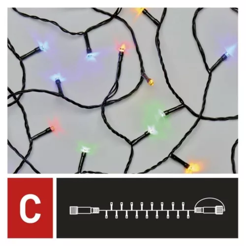 Standard LED stackable Christmas string, 5 m, outdoor and indoor, multi-colored