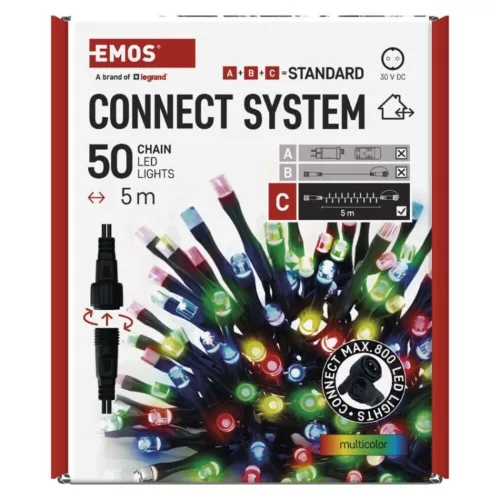 Standard LED stackable Christmas string, 5 m, outdoor and indoor, multi-colored