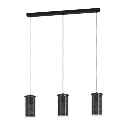 EGLO, 900342, PINTO TEXTIL 1, pendant, E27, 3X10W, IP20, transparent, black