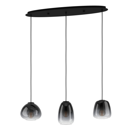 EGLO, 900195, AGUILARES, pendant, E27, 3X40W, black-gray-transparent