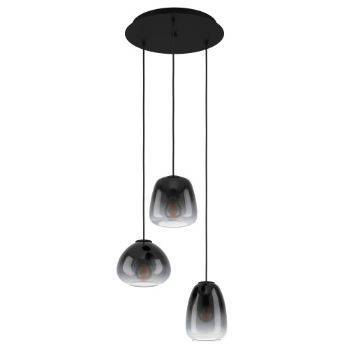 EGLO, 900196, AGUILARES, pendant, E27, 3X40W, black-gray-transparent