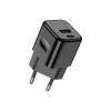 VT-5320 20W Charging Adapter 1 Pd+1 Qc Port Black