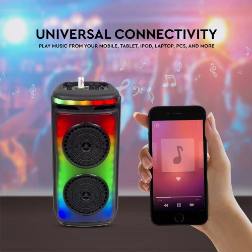 VT-4000W 400W Rechargeable Speaker 1 Wired Microphone Rf Control & Handle 2X6.5Inch