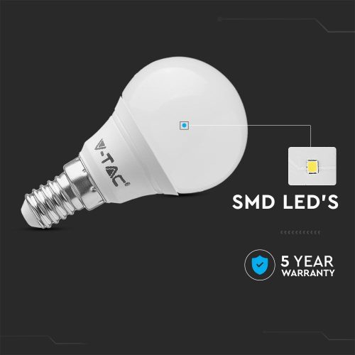 LED lamp, bulb, small ball, E14 socket, 4.5 Watt, natural white, pack of 6
