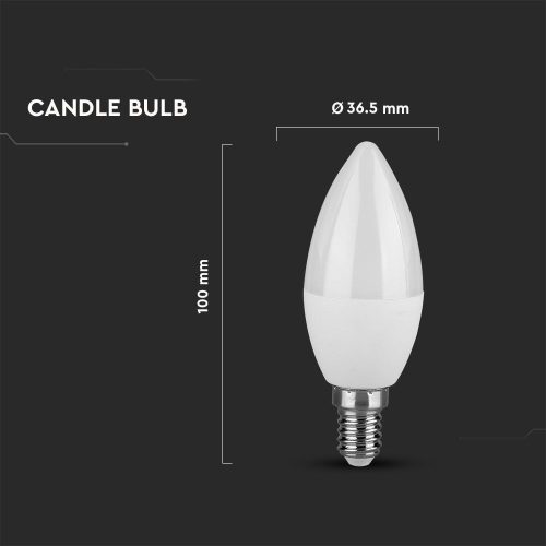 LED lamp, bulb, candle, E14 socket, 4.5 Watt, cool white, pack of 6