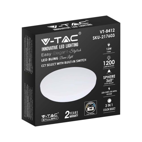 LED luminaire, ceiling, 12W, surface-mounted, 25 cm, round, UFO, CCT, 3 color temperatures, 3in1