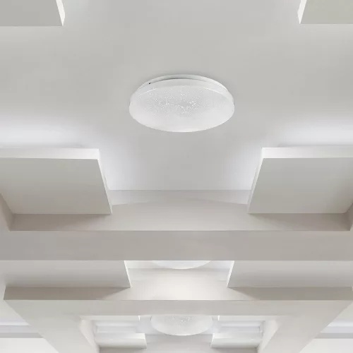 LED luminaire, ceiling, 24W, surface-mounted, 35 cm, round, UFO, crystal effect, CCT, 3 color temperatures, 3in1