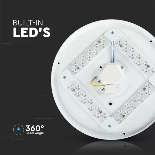 LED luminaire, ceiling, 24W, surface-mounted, 35 cm, round, UFO, crystal effect, CCT, 3 color temperatures, 3in1