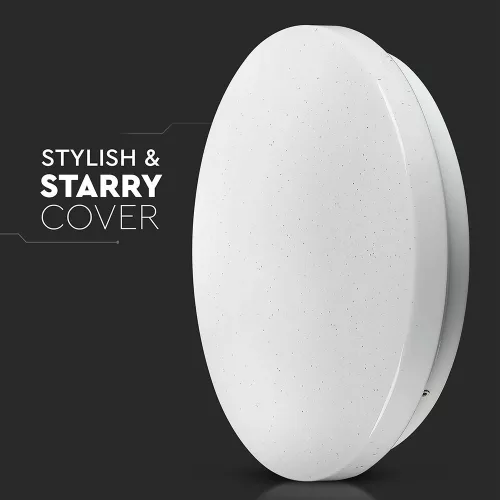 LED luminaire, ceiling, 24W, surface-mounted, 35 cm, round, UFO, crystal effect, CCT, 3 color temperatures, 3in1