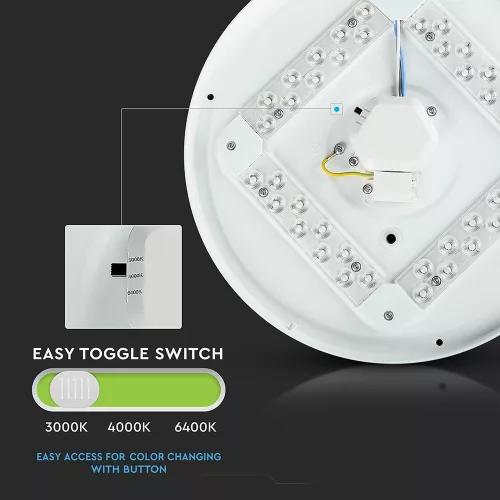 LED luminaire, ceiling, 24W, surface-mounted, 35 cm, round, UFO, crystal effect, CCT, 3 color temperatures, 3in1
