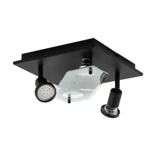 EGLO, 75217, CABO 2, surface-mounted ceiling lamp, GU10, 4X2.8W, IP20, black, transparent