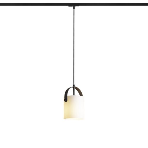 RENDL R13860 JULIETTA Design Pendant Lamp with Opal Glass and Black Textile Cord, 15 W, 230V