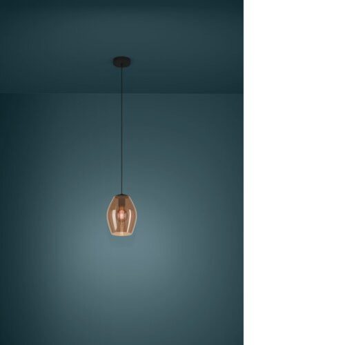 EGLO, 390159, ESTANYS 1, pendant, E27, 1x40W, IP20, brown-transparent