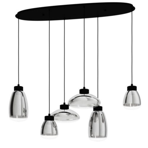 EGLO, 390301, SARNARRA, pendant, 2700 K, LED, 6X5.4W, Dimmable, IP20, translucent black, transparent