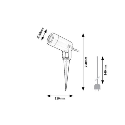 Rábalux , 7814 , Krobia , Ground mounted light , black , IP65 , GU10