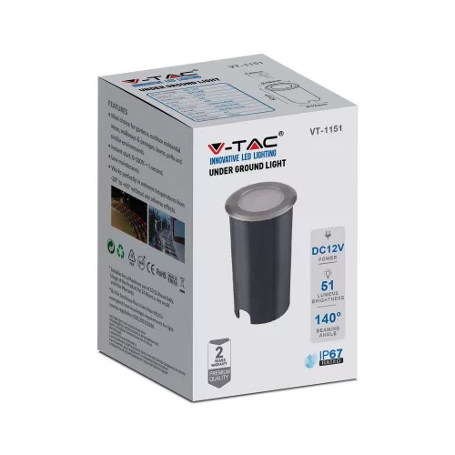 VT-1151 1W Led Underground Light 6400K Silver