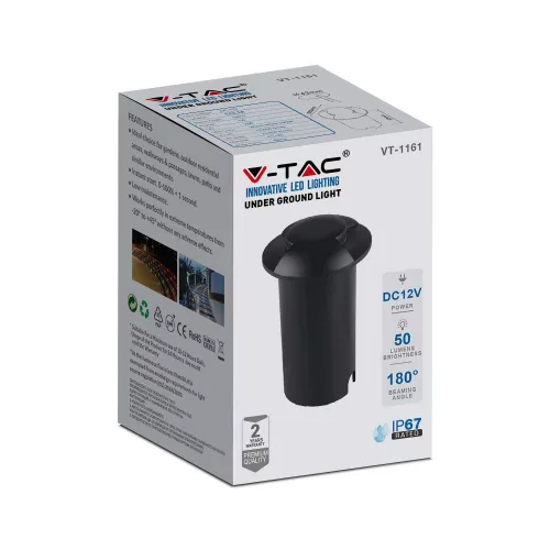 VT-1161 1W Led Underground Light 3000K Black