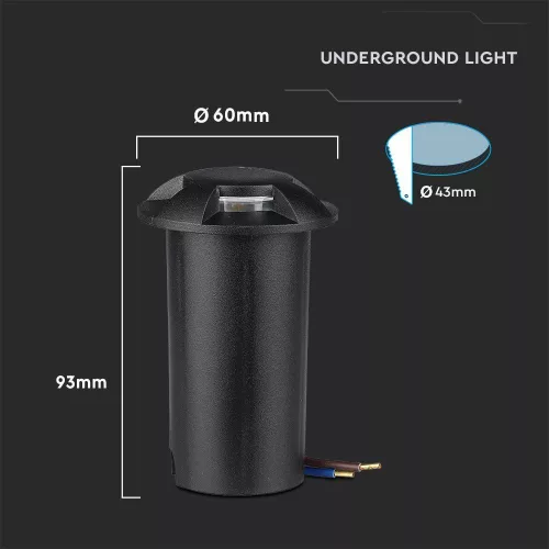 VT-1171 1W Led Underground Light 6400K Black