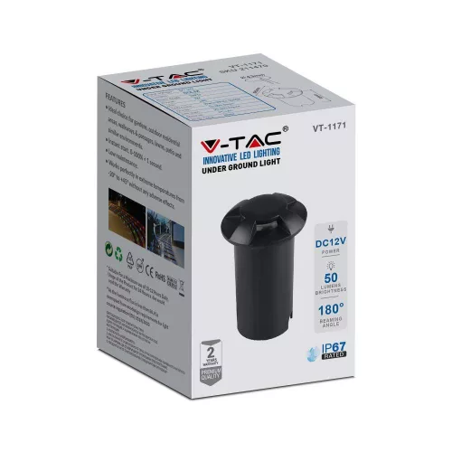VT-1171 1W Led Underground Light 6400K Black