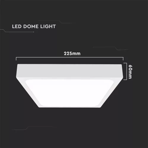 VT-8618 18W Led Dome Light 6500K Square White Frame Ip44