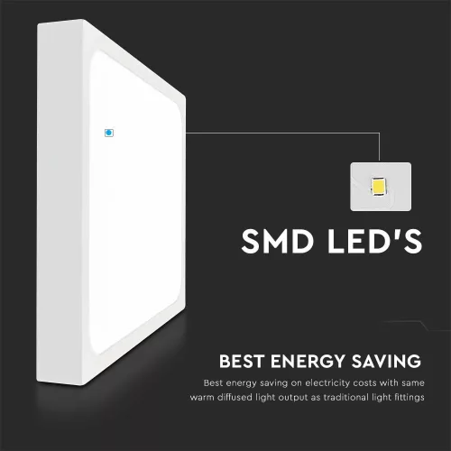 VT-8618 18W Led Dome Light 6500K Square White Frame Ip44