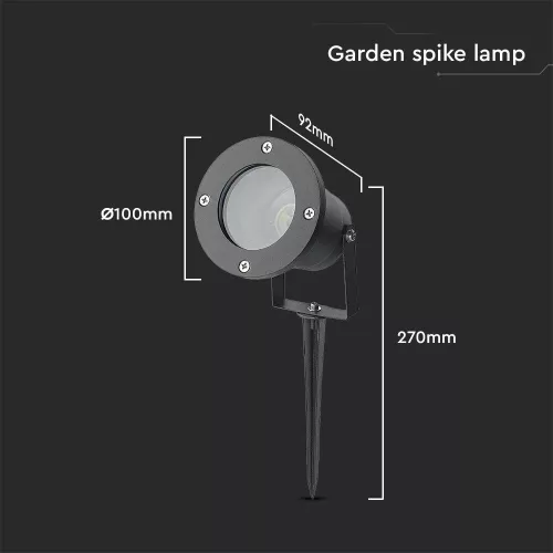 VT-7701 Gu10 Garden Spike Fitting Aluminum Body Black Ip65