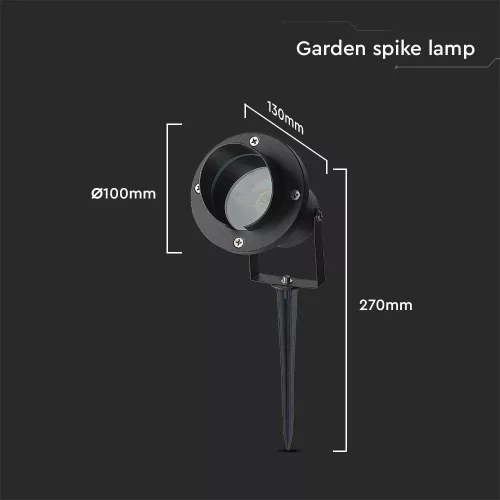 VT-7704 Gu10 Garden Spike Fitting Aluminum Body Black Ip65
