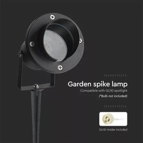 VT-7704 Gu10 Garden Spike Fitting Aluminum Body Black Ip65