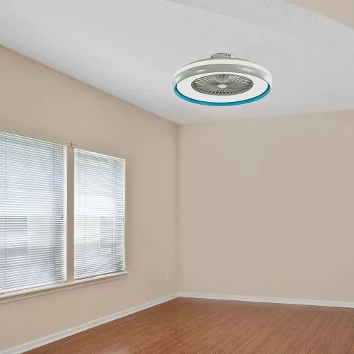 VT-5022 45W Fan With Ceiling Light & Rf Control Cct:3 In 1-Ac Motor-Blue Ring
